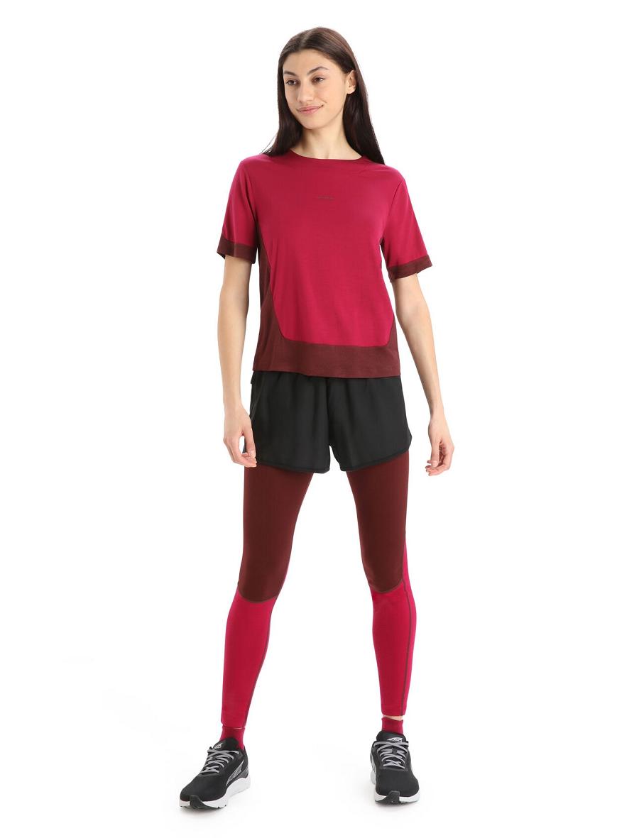 Cherry / Espresso Women's Icebreaker ZoneKnit™ Merino Short Sleeve Boxy T Shirts | USA 1588FDNM